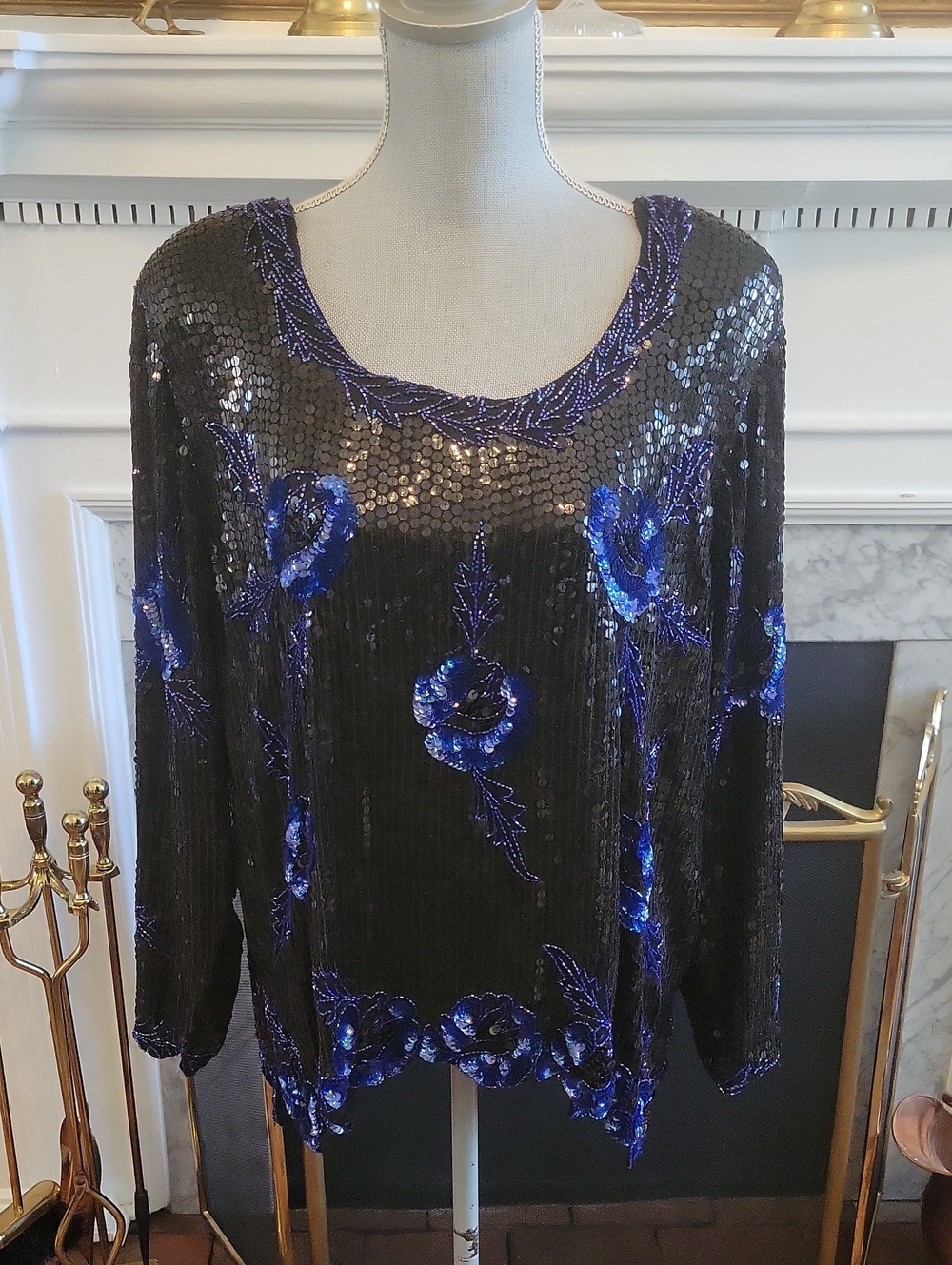 Vtg Sequin Blouse